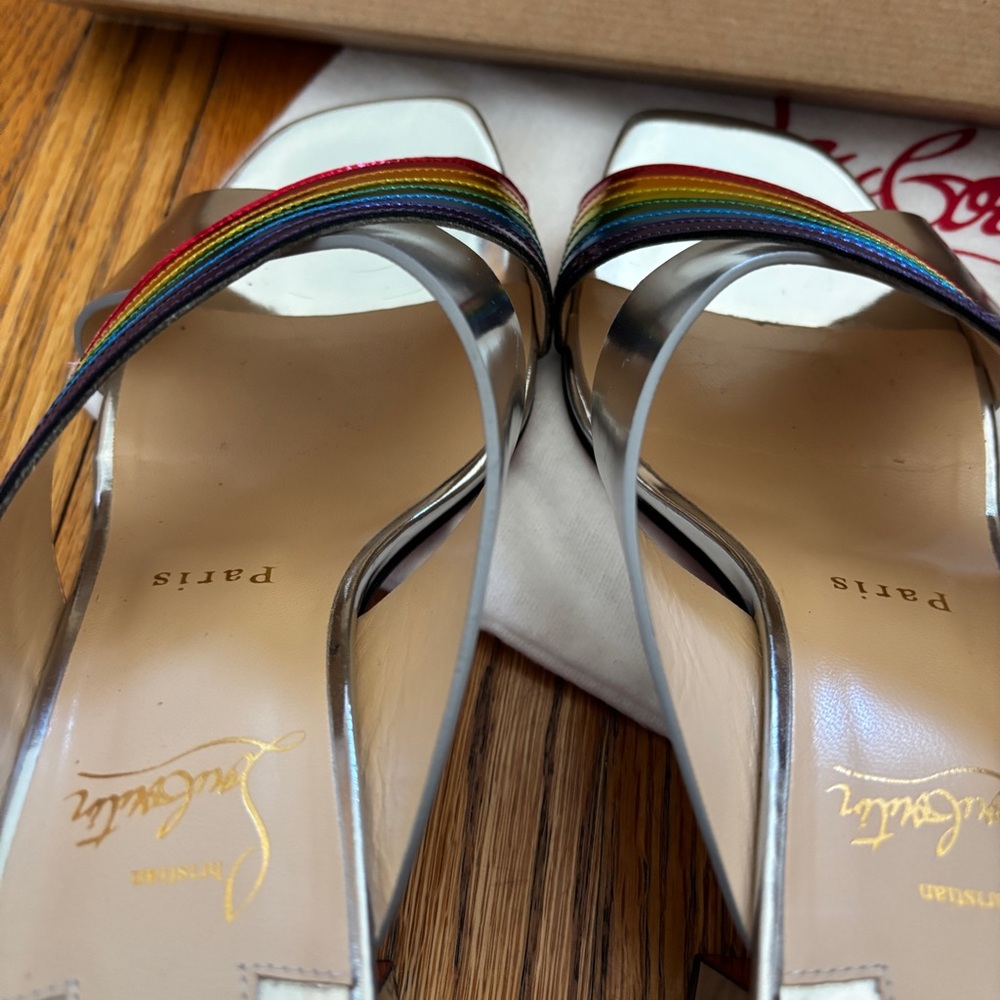 Christian Louboutin Arkenmule Silver Rainbow 55 Heel Sandals | size 38.5 - Picture 6 of 10